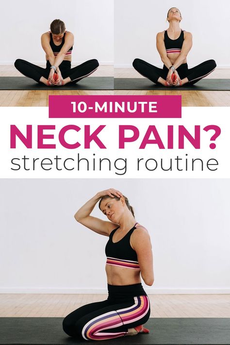 Release tension in your neck, shoulders, back and chest with these 8 UPPER BODY STRETCHES! A quick, 10-minute guided stretching routine to do after an upper body workout. Including THE BEST STRETCH to do after a long day of traveling or driving or sitting at a computer all day. Start adding these neck and shoulder stretches to your daily routine! Stretches For Tight Neck And Shoulders, Stretches For Upper Back And Neck Pain, Tight Neck And Shoulders Stretching, Neck Shoulder Stretches, Tight Neck Muscles Relief, Stretches For Stiff Neck, Neck Stretches For Pain, Neck Pain Relief Stretches, Neck Pain Stretches