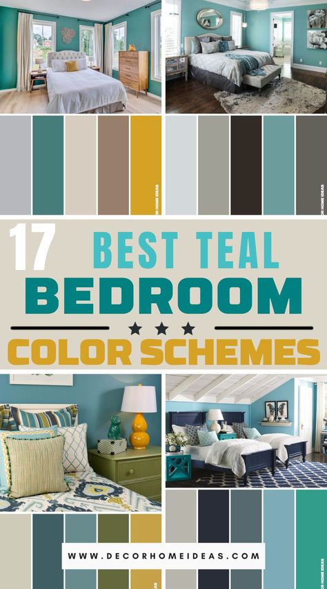 Dive into the serenity of teal with these 17 captivating bedroom color schemes. Explore the calming and refreshing world of teal tones as you create your own peaceful haven. Aqua Bedroom Ideas For Adults, Khaki Bedroom Ideas, Light Teal Bedroom Ideas, Teal Green Bedroom, Teal Color Palette Bedroom, Light Teal Bedroom, Teal Boho Bedroom, Teal Blue Bedroom, Teal Wall Colors