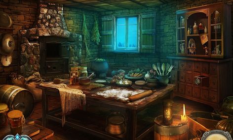 Magical Cottage Interior, Witch Cottage Interior, Witch House Interior, Haunted Cottage, Hut Interior, Fantasy Interior, Interior Concept Art, Witch Hut, Witch Room