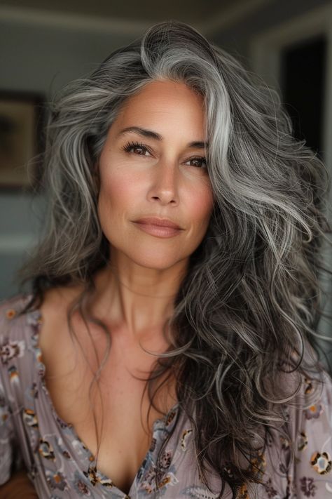 Stunning Salt and Pepper Hair Inspo for Women of All Ages - Flo's Blog Women Haircuts Long, Grey Hair Transformation, Gorgeous Gray Hair, Grey Hair Inspiration, Beautiful Gray Hair, Gray Hair Growing Out, Long Gray Hair, Grey Hair Color, Hair Color Trends