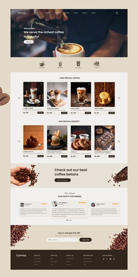 coffee shop web design Cafe Website Design, Coffee Site, Web Cafe, Coffee Shop Website, Food Website Design, Cafe Website, Simple Website Design, Design Sites, Website Menu