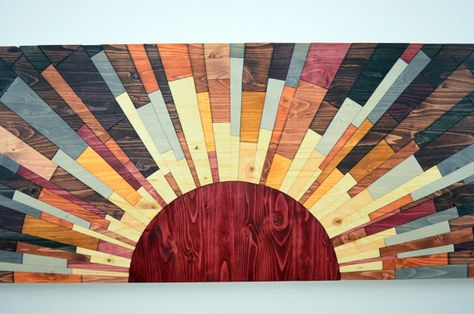 wood wall art 60x20 Edge Of The Day wooden by StainsAndGrains Sun Sky, Wood Wall Hanging, Sky Nature, 3d Texture, Barn Quilt, Hanging Posters, Western Decor, Wood Panel, Wooden Wall Art