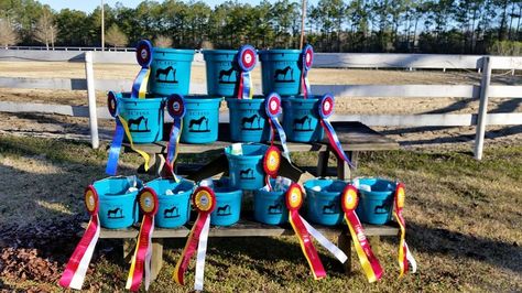 Got the word that the first show for the Tri County Horse Show Series was AWESOME! Love the awards display. Horse Show Prizes Ideas, Horse Show Prizes, Horse Show Awards, Horse Ribbon Display, Show Ribbon Display, Awards Display, Saddle Club, Horse Show Ribbons, Prize Ideas