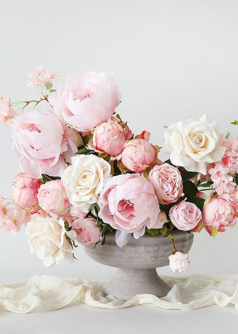 Pastel Pink Peony | Silk Wedding Flowers at Afloral.com Spring Flower Bouquet, Silk Peonies, Faux Flower Arrangements, Artificial Peonies, Artificial Flowers Wedding, Peony Wedding, Silk Flowers Wedding, Real Touch Flowers, Pink Peony