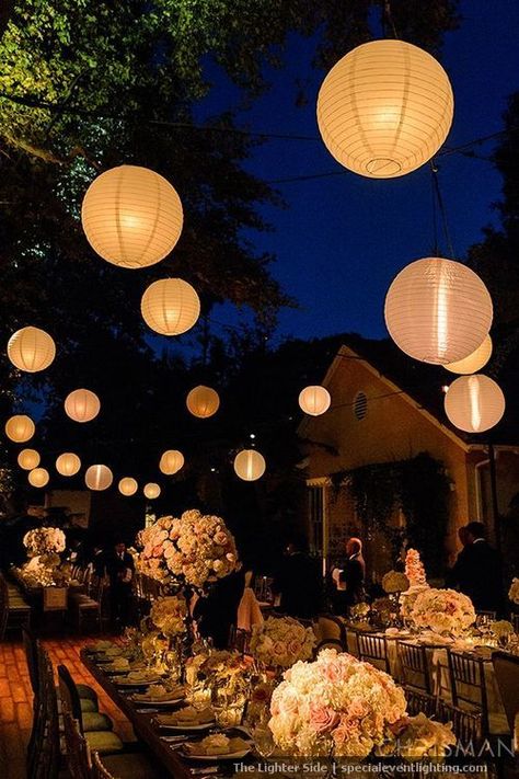 Backyard Wedding Decorations, Floating Lanterns, Garden Wedding Decorations, Wedding Lanterns, Outdoor Wedding Reception, Wedding Set Up, Outdoor Wedding Decorations, Event Lighting, Outside Wedding