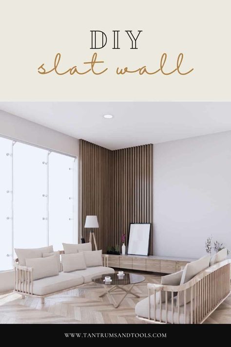 Corner Wall Slats, Slatwall Living Room, Floating Slat Wall, Corner Wood Accent Wall, Corner Accent Wall Bedroom, Wood Panel Corner Wall, Wood Slat Projects Easy Diy, Wood Accent Corner Wall, Wood Slat Corner Wall