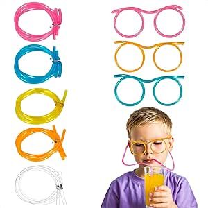 Straw Glasses, Curly Design, Social Media Party, Fun Glasses, Crazy Straws, Fun Straws, Straw Covers, Beach Party Decorations, Eyeglass Accessories