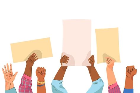 Hands with blank placards | Free Vector #Freepik #freevector #human-illustration #protest #people-illustration #illustrations Protest Illustration, Human Illustration, Adobe Illustrator Graphic Design, People Illustration, Year 2, Vector Hand, African American, Graphic Resources, Vancouver