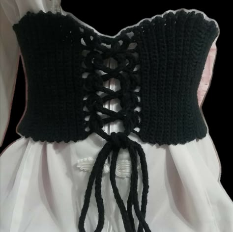 Alt Crochet, Crochet Belts, Belt Crochet, Gothic Crochet, 40s Mode, Crochet Corset, Mode Crochet, Plus Size Corset, Mesh Tops