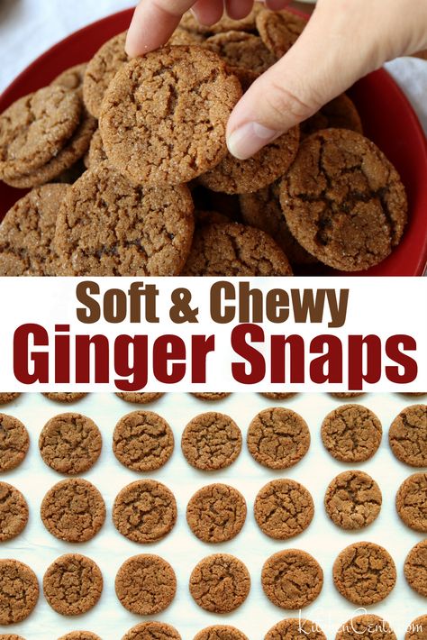 Chewy Ginger Snaps, Quick Christmas Cookie Recipe, Ginger Snap Recipe, Soft Gingersnap Cookies, Ginger Spice Cookies, Ginger Snap Cookies Recipe, Ginger Snaps Recipe, Chewy Sugar Cookie Recipe, Soft Ginger Cookies