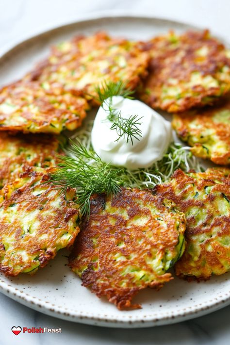 Zucchini Pancakes Recipe, Horseradish Recipes, Crispy Zucchini, Zucchini Side Dishes, Bacon Fried Cabbage, Vegetable Pancakes, Zucchini Pancakes, Fermented Cabbage, Cabbage And Bacon