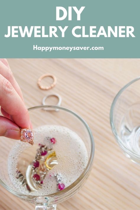 This easy DIY jewelry cleaner will have your rings, earrings and more super shiny in less than 15 minutes. Plus, it is all natural, gentle, cheap, and made using inexpensive, common household ingredients. Get the recipe now! Diy Jewelry Cleaning Solution, Diy Jewellery Cleaner, Clean Gold Jewelry Diy, Diy Jewelry Cleaner Silver, Gold Cleaner Diy, How To Clean Cheap Jewelry, How To Clean Your Earrings, Diy Ear Piercing Cleaner, Home Jewelry Cleaner