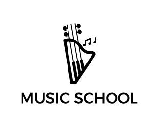 Music school Logo design - Harp, strings and piano buttons integrated together.<br />For music companies. Price $180.00 Music School Design, Music School Logo, Musical Logo Design, School Logo Design, Teacher Logo, Musical Logo, Logo Event, Music Logo Design, Logo Word