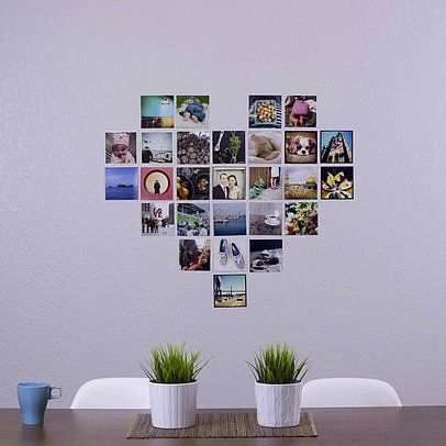 Heart Photo Walls, Photo Walls Bedroom, Heart Photo Collage, Heart Collage, Photo Wall Decor, Heart Wall, Cute Room Decor, Photo Heart, Valentine's Day Diy