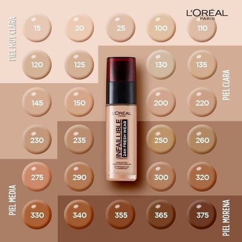 Loreal Infallible Foundation Shades, Loreal Paris Makeup, Foundation Swatches, Designer Makeup, Loreal Infallible, Makeup Shades, Makeup Is Life, Maybelline Makeup, Foundation Shades