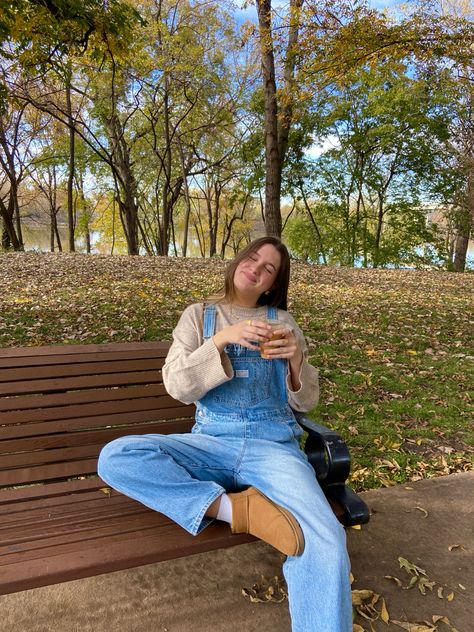 Cozy Overalls Outfit, Granola Church Outfit, Granola Overalls, Overalls Winter Outfit, Fall Overalls Outfit, Fall Overall Outfits, Overall Outfits Fall, Cute Granola Outfits, Overalls Outfit Fall