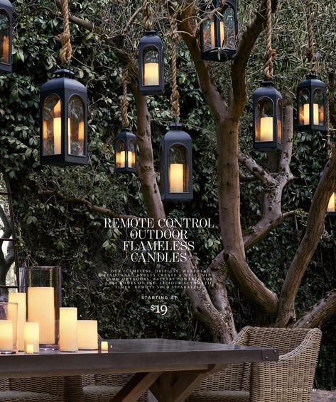 Lanterns suspended from trees.. use led remote control candles inside, so they light instantly with the flick of a switch.  Make sure the lid of the lantern is weather tight. Lanterns In Trees, Outdoor Tree Lighting, Tree Lanterns, Diy Outdoor Lighting, Outdoor Trees, Garden Wallpaper, Backyard Lighting, Outdoor Light Fixtures, Outdoor Lanterns