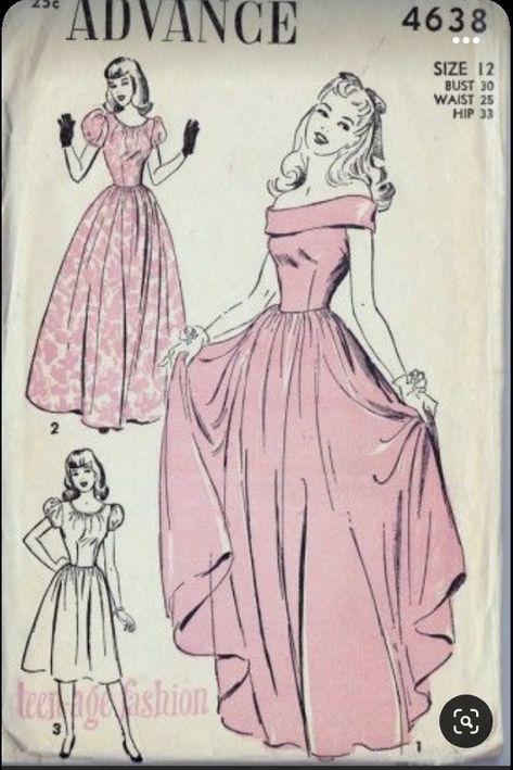 Vintage Fashion Sketches, Prom Dress Pattern, Dress History, Vintage Dress Patterns, Dresses Cocktail, Vestidos Vintage, Old Fashion, Fashion Sewing Pattern, Moda Vintage