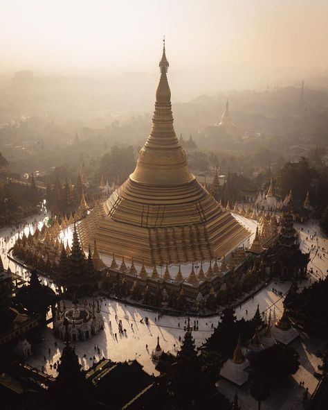 Anthony 🇨🇦 (@johnstonanthony) added a photo to their Instagram account: “Golden light hitting a golden pagoda. If it’s hard to tell how big this one really is just look…” Buddhist Pagoda, Shwedagon Pagoda, Bagan Myanmar, Yangon Myanmar, Myanmar Art, Yangon, Golden Light, Bagan, Southeast Asian