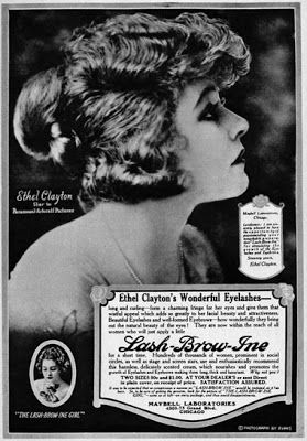 Ethel Clayton endorsing Lash-Brow-Ine. Maybelline Mascara, Tubing Mascara, Beautiful Eyelashes, Beauty Ad, Vintage Cosmetics, Lipstick Swatches, Vintage Makeup, Longer Eyelashes, For Lash