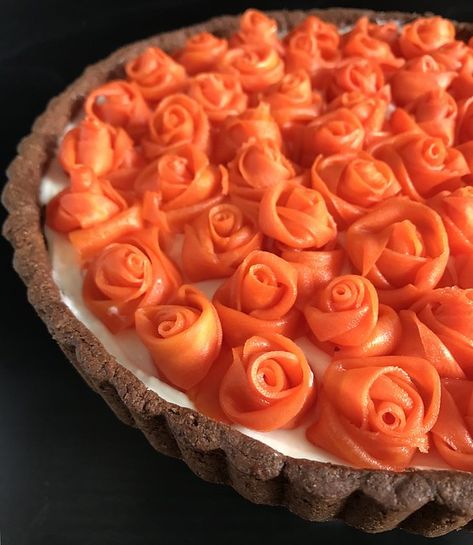 The Cooking of Joy: Candied Carrot Rose Tart Carrot Roses, Rose Tart, Curried Carrot Soup, Roasted Carrot Salad, Coconut Icing, Candied Carrots, Carrot Flowers, Mini Carrots, Mochi Ice Cream