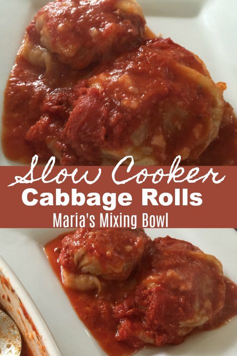 This Slow Cooker Cabbage Roll recipe is simple and so delicious. If you've never been a lover of cabbage, these slow cooker cabbage rolls  just may make you one. Slow Cooker Stuffed Cabbage, Crock Pot Suppers, Slow Cooker Cabbage, Slow Cooker Cabbage Rolls, Lazy Cabbage Rolls, Stuffed Cabbage Rolls, Cabbage Rolls Recipe, Slow Cooker Meatballs, Stuffed Cabbage