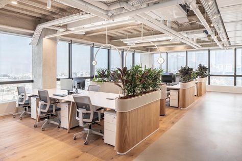 Office With Plants, Bureau Open Space, Scandinavian Office, Open Concept Office, Open Office Design, Open Space Office, Office Design Inspiration, Modern Office Space, Office Interior Design Modern