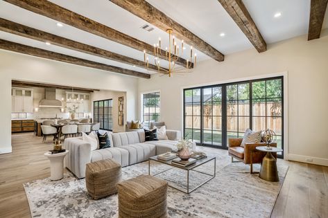 Texas Modern Design DCA Texas Interior Design, U Shaped Staircase, Private Workspace, Stone Walls Interior, Texas Home Decor, Luxury Contemporary, Timber Beams, Rustic Theme, Spacious Kitchens