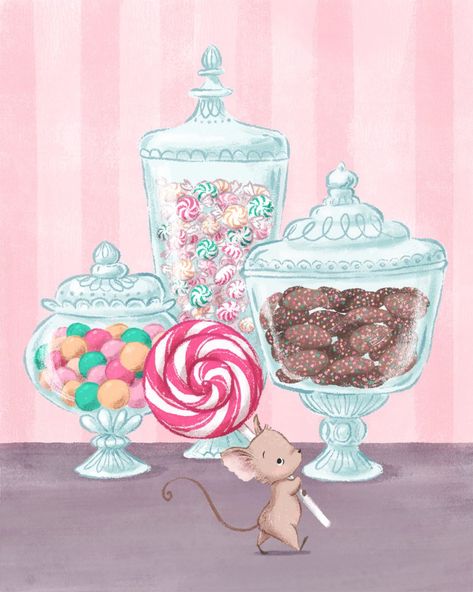 Candy Illustration Cute, Candy Jar Illustration, Candy Drawing Aesthetic, Candy Shop Illustration, Candy Illustration Art, Candies Illustration, National Candy Day, Candy Illustration, Candy Drawing