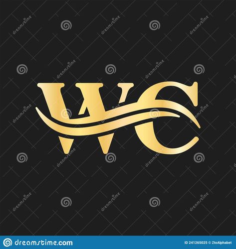 Wc Logo Design, Logo Wc, Wave Typography, Wc Logo, Letter Monogram Logo, Golden Gradient, Gradient Illustration, Logo Minimalist, Minimalist Luxury