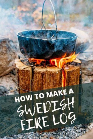 How to Make a Swedish Fire Log | Fresh Off The Grid Swedish Fire Log, Rooftop Tent Camping, Fire Log, Fire Torch, Backyard Bonfire, Swedish Army, Comfortable Camping, How To Make Fire, Fall Camping