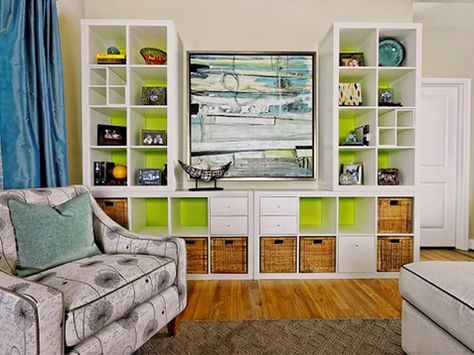 Ways to Stage Your Ikea Expedit Bookshelf - iVillage Ikea Billy Bookcase White, Boston Living Room, Eclectic Minimalist, Ikea Expedit, Ikea Ideas, White Bookcase, Kallax Ikea, Living Room Shelves, Eclectic Living Room