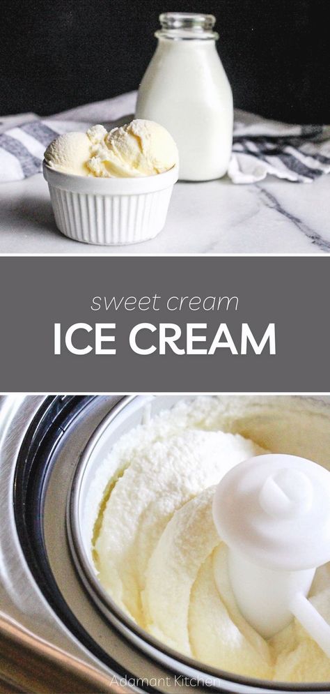 Sweet Cream Ice Cream Recipe: Easy Ice Cream Recipes - Want to recreate your favorite Coldstone ice cream at home? Try this sweet cream ice cream recipe! It's an easy and delicious homemade dessert that's perfect for summer. With simple ingredients and easy instructions, this sweet treat recipe is a great option for anyone looking for easy ice cream recipes and homemade desserts. Add this to your summer seasonal food recipes collection.. Base Ice Cream Recipe, Ice Cream With Whipped Cream, Home Ice Cream Recipes, Ice Cream Recipes No Heavy Cream, Americana Ice Cream Maker Recipes, Homemade Ice Cream No Cook, Homemade Sweet Cream Ice Cream, Fast Ice Cream Recipes, Ice Cream Machine Recipes Vanilla