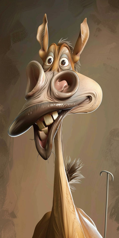 Funny Farm Animal Paintings, Funny Farm Animals Drawing, Funny Donkey Pictures Cartoon, Cows Funny Cartoon, Cartoon Drawings Of Animals, Animal Caricature, Funny Iphone Wallpaper, Spirit Animal Art, Painted Rock Animals