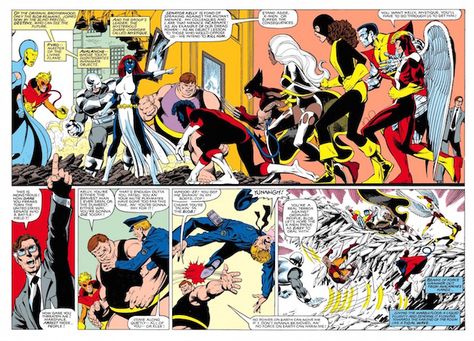 The X-Men meet Mystique and her Brotherhood for the first time.  Written by Chris Claremont, art by John Byrne. Marvel Comics Drawing, John Byrne Art, Comic Art Fans, Comic Book Writer, Days Of Future Past, Comic Poster, John Byrne, Read Comics Online, Uncanny X-men