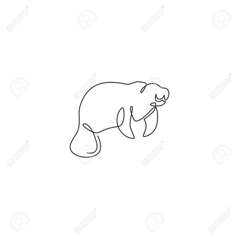 Mini Manatee Tattoo, Manatee Line Tattoo, Manatee Line Drawing, Fine Line Manatee Tattoo, Manatee Tattoo Outline, Manatee Tattoo Ideas, Simple Manatee Tattoo, Manatee Tattoo, Manatee Art