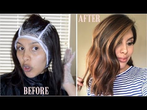 DIY BALAYAGE USING CAP | Revlon Frost & Glow Highlighting Kit - YouTube Diy Highlighter, Diy Highlights Hair, Hair Highlight Cap, Diy Balayage, Babylights Hair, Diy Highlights, Diy Hair Color, Balayage Hair Dark, Hair Diy