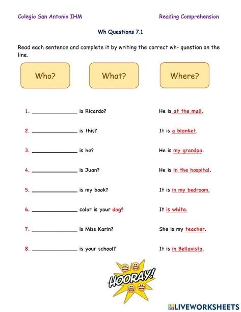 Who What Where, Who What Where Worksheets, Was Were Worksheet For Class 1, Where Questions Worksheet, Was Were Questions Worksheet, Wh Question Worksheet For Kids, Who Whom Whose Worksheet, English Language Learning Activities, English Grammar For Kids