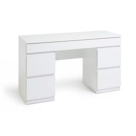 White Modern Desks, White Dressing Table With Drawers, White Ikea Desk, White Gloss Dressing Table, White Modern Desk, Unique Dressing Table, Desks For Bedroom, Table For Room, White Desk Bedroom