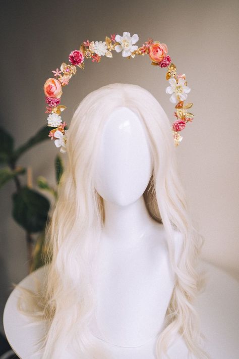 Sun Halo Crown, Celestial Headpiece, Flower Halo Headband, Roses Crown, Sun Crown, Sun Halo, Halo Headpiece, Crown Halo, Rose Flower Crown