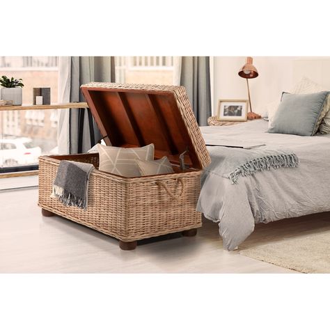 Bauer Kubu Rattan Storage Trunk - Bed Bath & Beyond - 39050049 Trunk Bed, Wicker Storage Trunk, Decorative Trunks, Wicker Trunk, Beach House Interior Design, Rattan Storage, Coffee Table Trunk, Storage Trunks, Storage Trunk