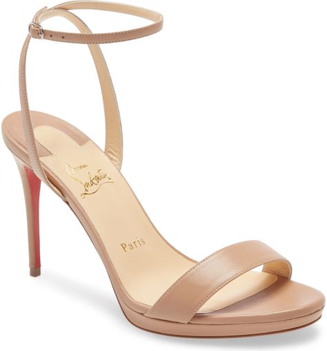 Christian Louboutin Loubi Queen Ankle Strap Sandal (Women) | Nordstrom Loubi Queen, Christian Louboutin Sandals, Bridal Dresses Lace, Louboutin Heels, Red Nail, Strap Sandals Women, Mac Duggal, Red Sole, Sandal Women