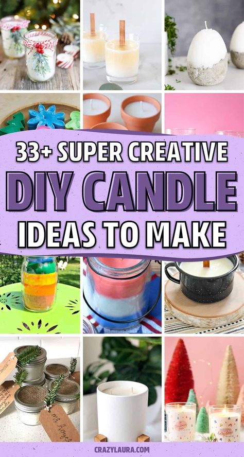 If it seems like you’re going through candles every week and want to start making your own, check out these awesome ideas and tutorials to do it yourself! Easy Diy Candles, Wax Recipe, Candle Pillars, Candle Making For Beginners, Diy Candles Easy, Diy Candles Homemade, Homemade Scented Candles, Soya Mumu, Making Candles Diy