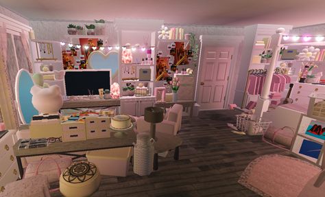 this build was made by me!' if u have any questions feel free 2 ask Cute Roblox Houses Bloxburg, Bloxburg Home Color Schemes, Bloxburg Clutter Ideas, Bloxburg Pink Bedroom, Y2k Bloxburg House, Bloxburg Dorm, Detailed Bloxburg, Bloxburg Teen Room, Bloxburg Teen Room Ideas