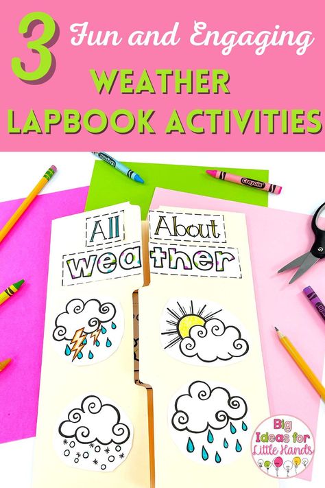 Weather Lapbook, First Grade Weather, Kindergarten Science Lessons, Weather Kindergarten, Weather Lesson Plans, Weather Unit Study, Weather For Kids, Weather Activities For Kids, Teaching Weather