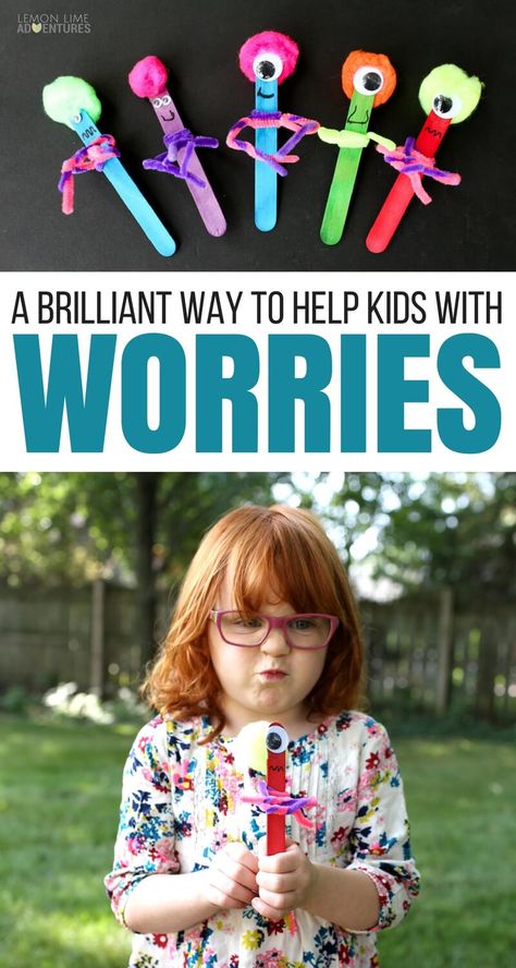 A Brilliant Way to Help Kids with Big Worries - Worry Monster Craft Wellbeing Activities, Mental Health Week, Mental Health Activities, Health Activities, School Social Work, Counseling Activities, Child Therapy, Mindfulness For Kids, Simple Craft