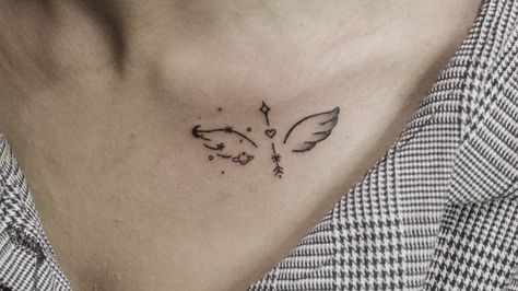 Moon Wings Tattoo, Finger Wing Tattoo, Universe Tattoo, Wing Tattoo, Collar Bone Tattoo, Wings Tattoo, Permanent Tattoo, Meaningful Tattoos, Finger Tattoos