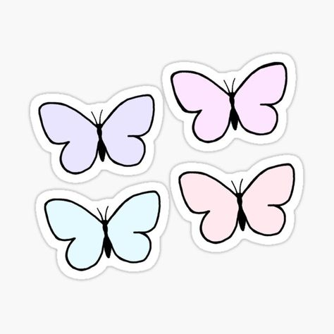 Pegatinas: Pastel | Redbubble Scrapbook Doodles, Tumblr Sticker, Stickers Cool, Butterfly Stickers, Preppy Stickers, Homemade Stickers, Cute Easy Doodles, Pastel Butterflies, Cute Laptop Stickers