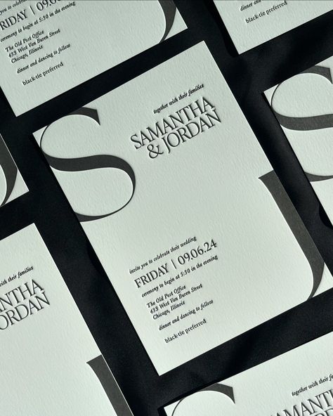 Sleek wedding invitations for a chic couple 🖤. Designing this suite was a dream! — Congratulations to Sam and Jordan who tied the knot in Chicago yesterday with a stuuuunning wedding at The Old Post Office. Can’t wait to share more from their special day! - #weddinginvitations #stationery #luxurywedding #letterpress. Sleek Wedding, Old Post Office, Tie The Knots, The Knot, Post Office, Luxury Wedding, Letterpress, A Dream, Special Day