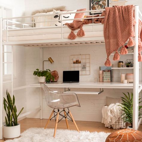 Lofted Dorm Beds, Decorating Ideas Bedroom, Loft Beds For Small Rooms, Beds For Small Rooms, Aesthetic Bed, Modern Bedroom Interior, Closet Room, Bedroom Decorating Ideas, Cozy Room Decor